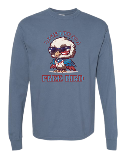 Lovin' Life as a Free Bird - Comfort Colors - Heavyweight Long Sleeve Tee - Blues & Greens