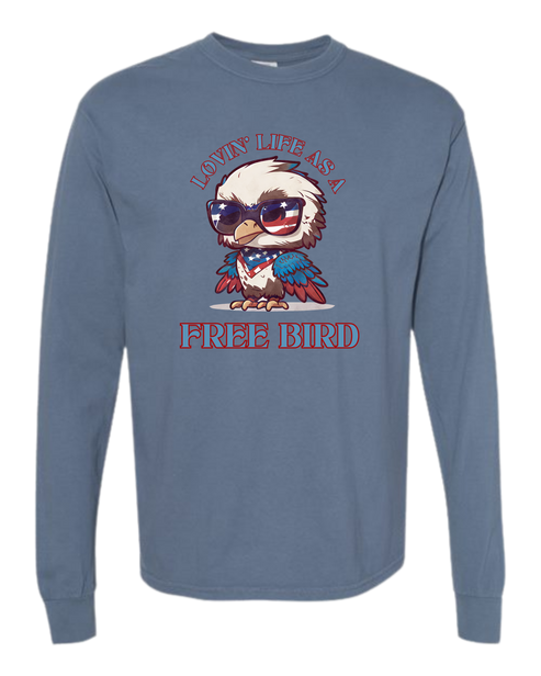Lovin' Life as a Free Bird - Comfort Colors - Heavyweight Long Sleeve Tee - Blues & Greens