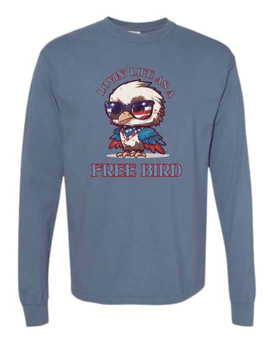 Lovin' Life as a Free Bird - Comfort Colors - Heavyweight Long Sleeve Tee - Blues & Greens