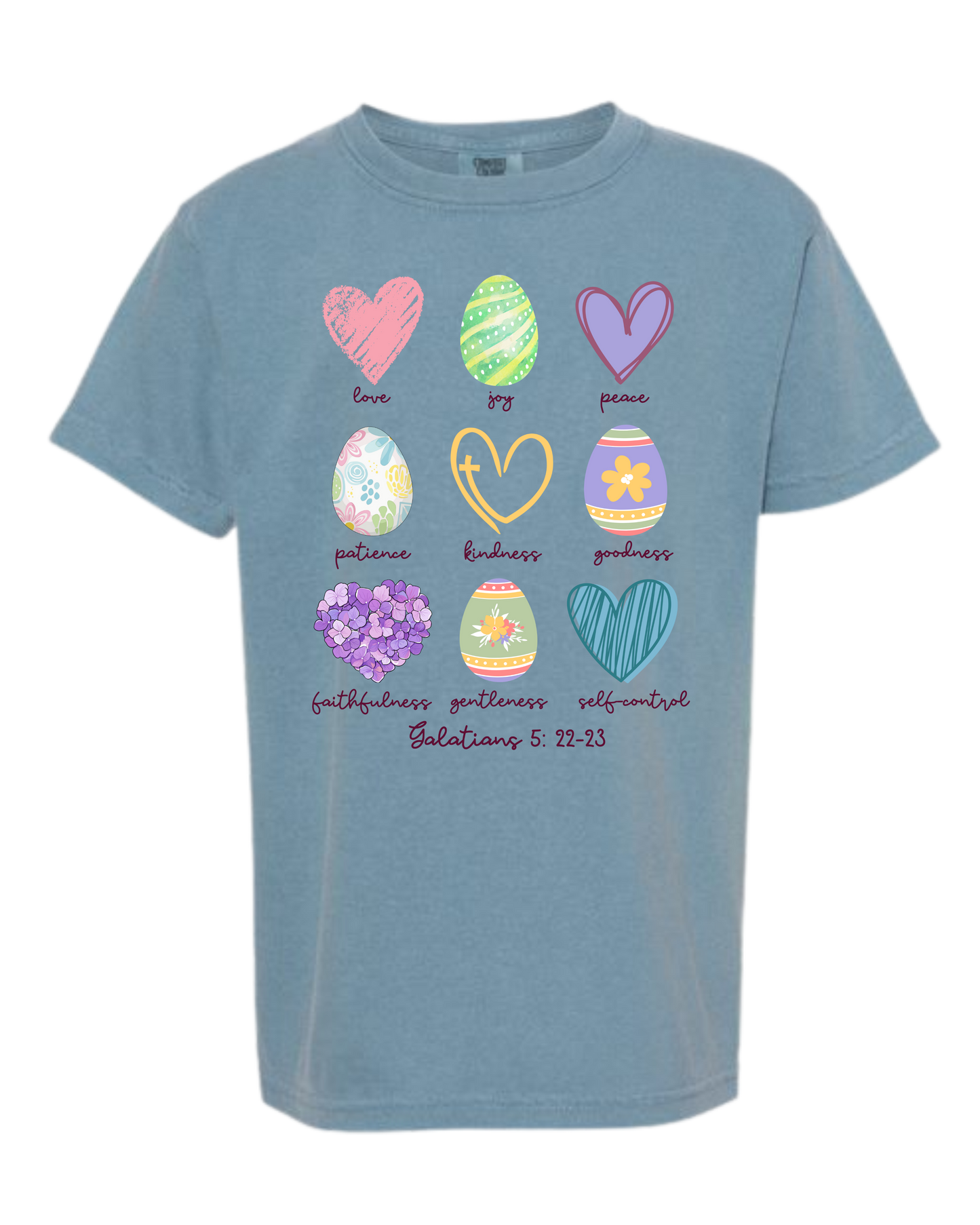 Galatians 5 - Easter - Comfort Colors - Heavyweight Youth Tee - Neutral Colors & Blues