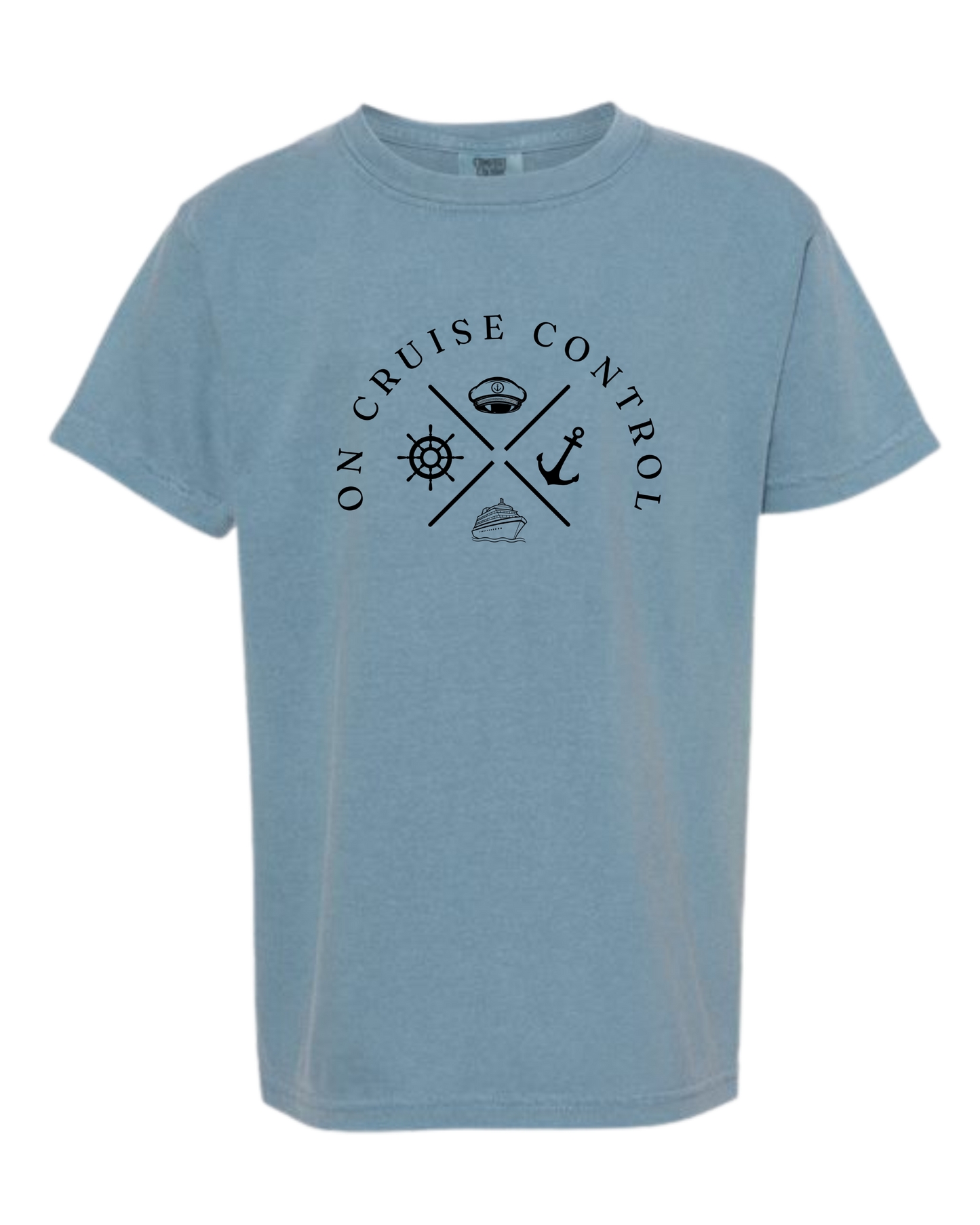 On Cruise Control - Comfort Colors - Heavyweight Youth Tee - Neutral Colors & Blues