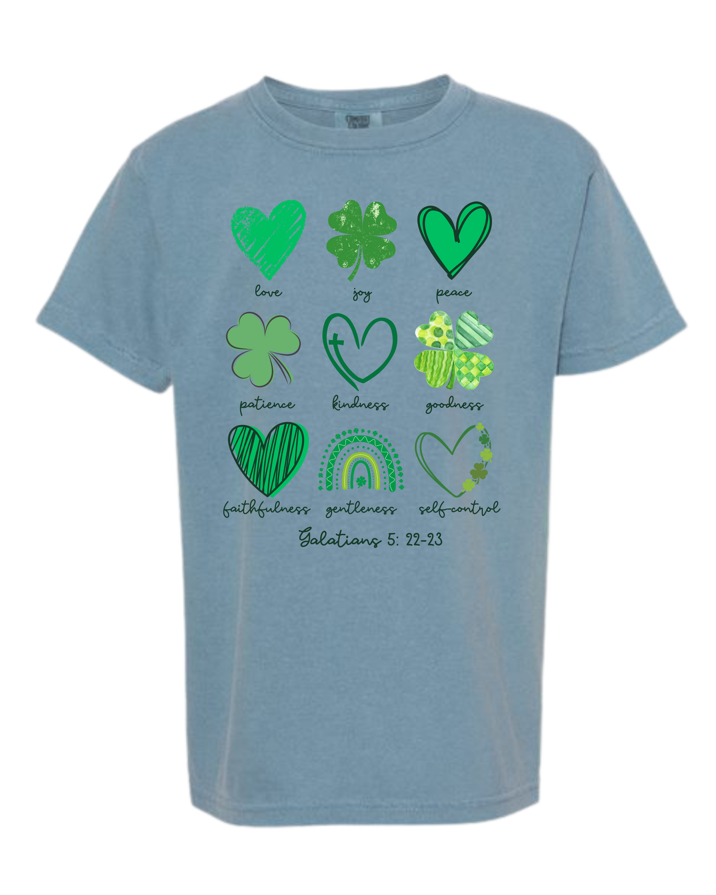Galatians 5 - St Patrick's Day - Comfort Colors - Heavyweight Youth Tee - Neutral Colors & Blues
