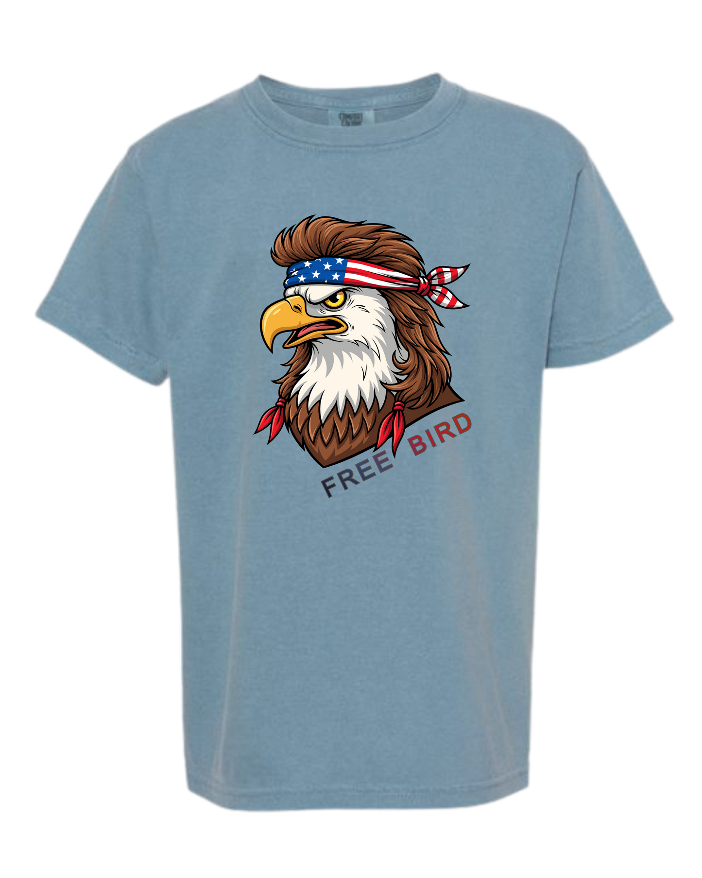 Rockin Free Bird - Comfort Colors - Heavyweight Youth Tee - Neutral Colors & Blues