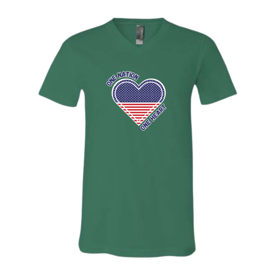One Nation One Heart - Bella+Canvas - Unisex V-Neck - Assorted Colors