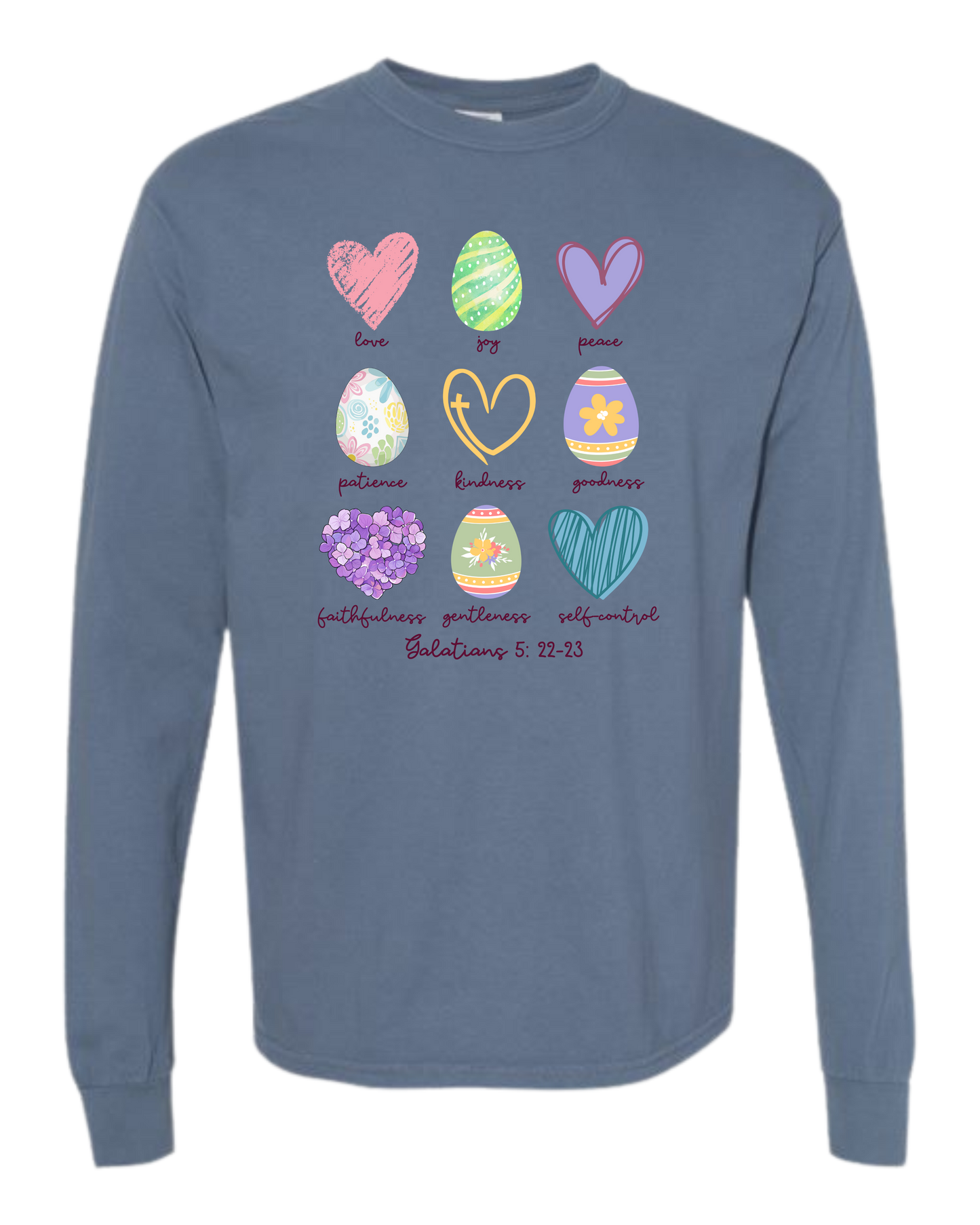 Galatians 5 - Easter - Comfort Colors - Heavyweight Long Sleeve Tee - Blues & Greens