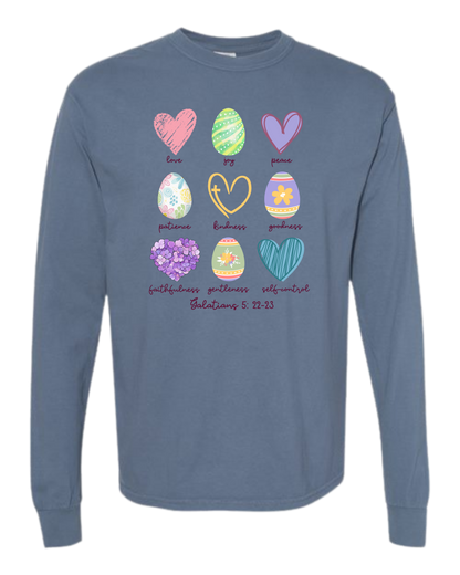 Galatians 5 - Easter - Comfort Colors - Heavyweight Long Sleeve Tee - Blues & Greens