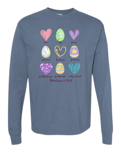 Galatians 5 - Easter - Comfort Colors - Heavyweight Long Sleeve Tee - Blues & Greens
