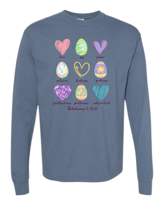 Galatians 5 - Easter - Comfort Colors - Heavyweight Long Sleeve Tee - Blues & Greens