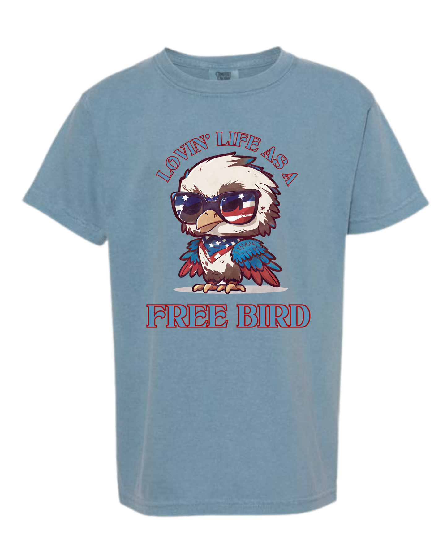 Lovin' Life as a Free Bird - Comfort Colors - Heavyweight Youth Tee - Neutral Colors & Blues