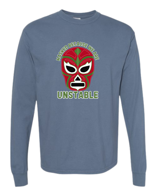 Masked Because We Are Unstable - Comfort Colors - Heavyweight Long Sleeve Tee - Blues & Greens