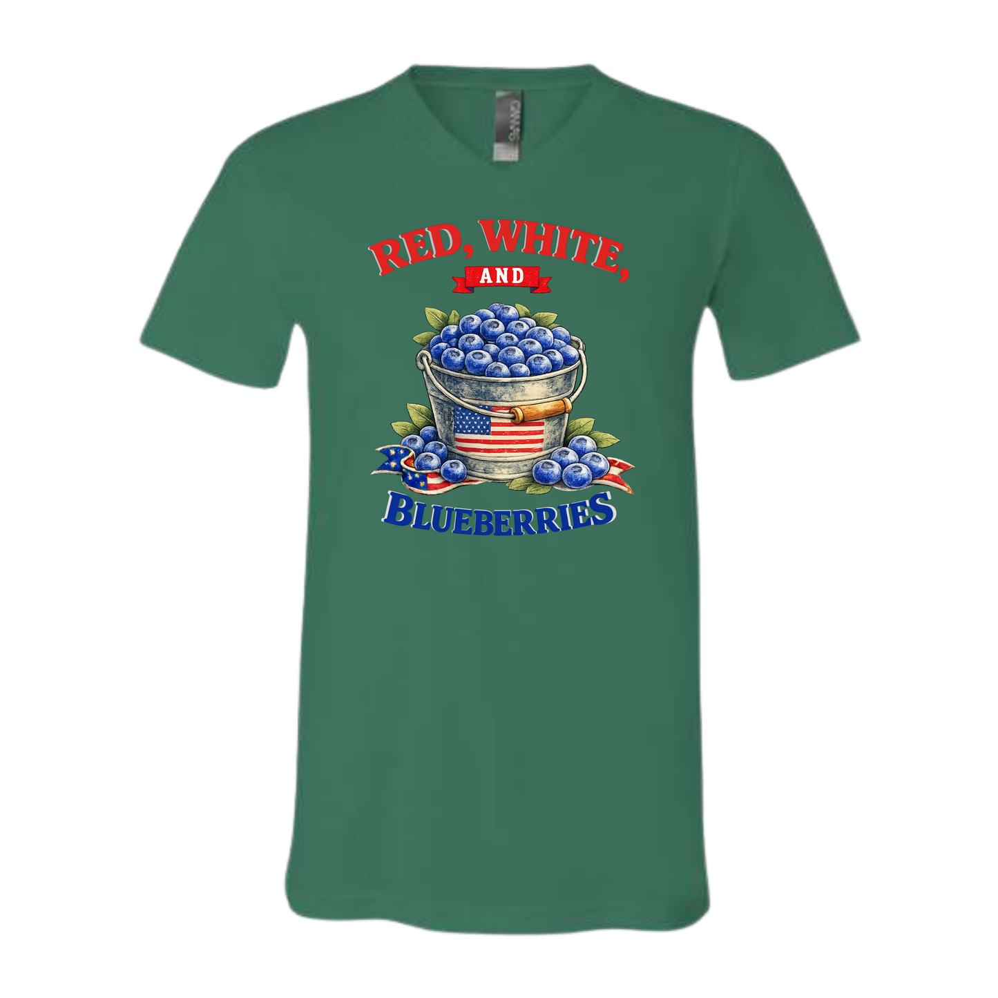 Red, White, And Blueberries - Bella+Canvas - Unisex V-Neck - Assorted Colors
