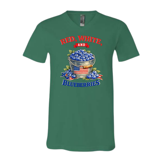 Red, White, And Blueberries - Bella+Canvas - Unisex V-Neck - Assorted Colors