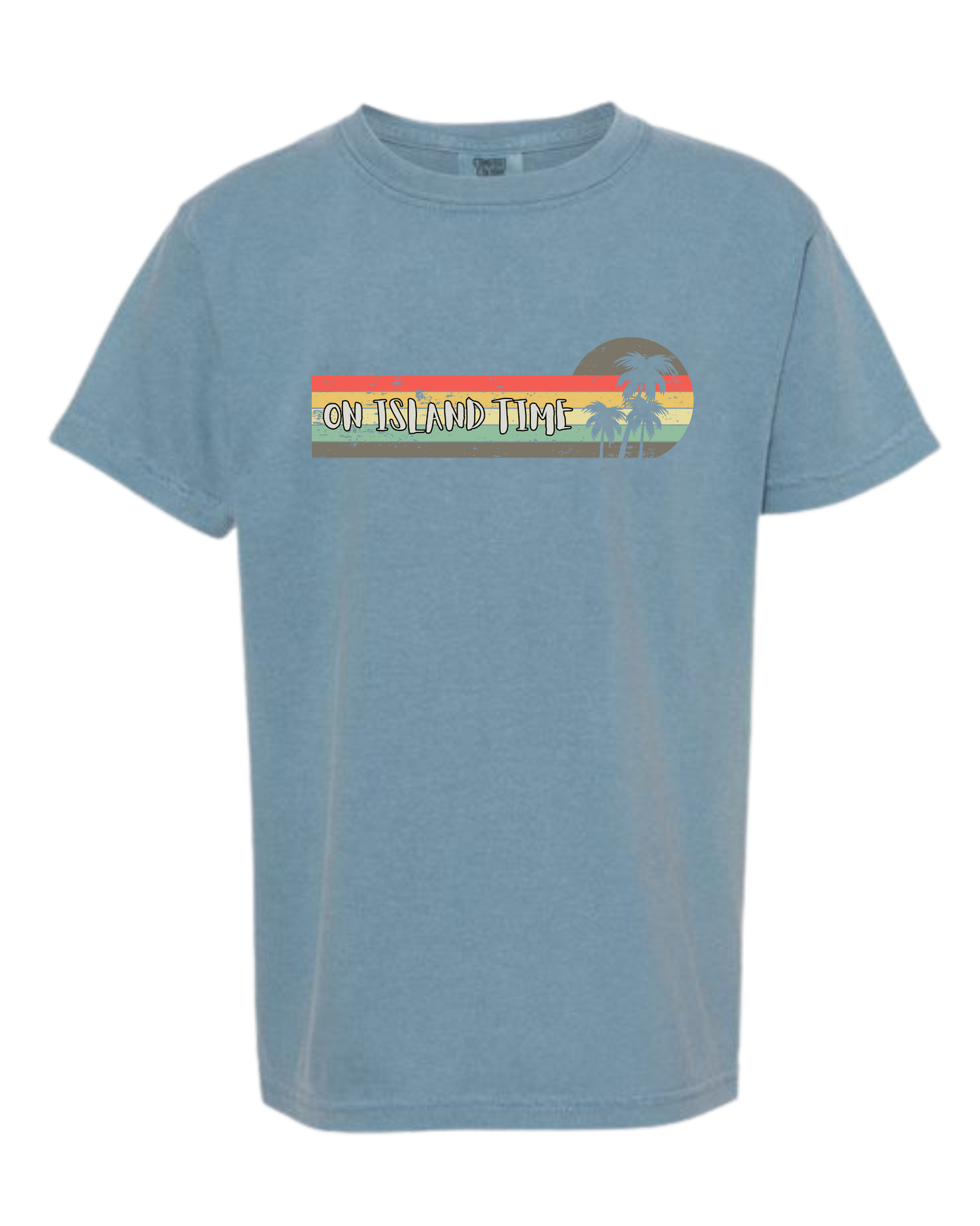 On Island Time - Comfort Colors - Heavyweight Youth Tee - Neutral Colors & Blues