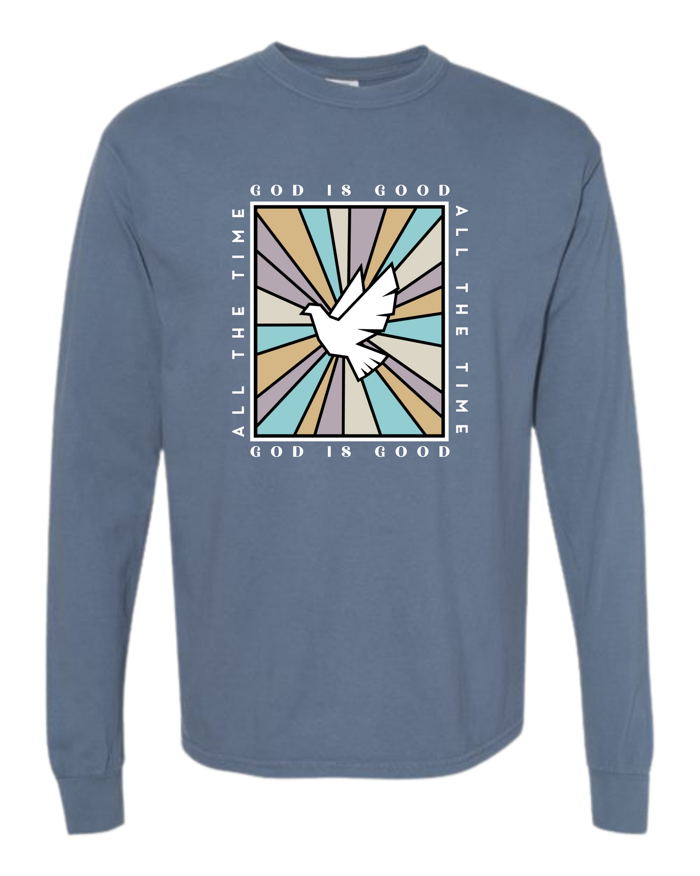 God Is Good - Comfort Colors - Heavyweight Long Sleeve Tee - Blues & Greens