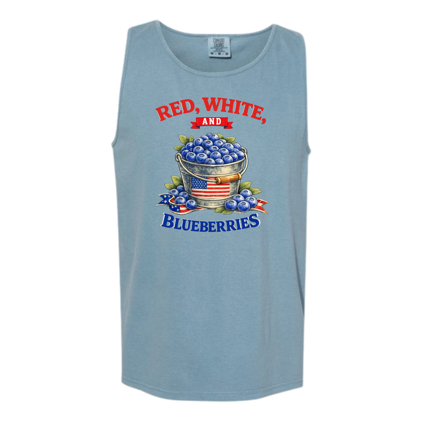 Red, White, And Blueberries - Comfort Colors - Unisex Tank - Neutral Colors & Blues
