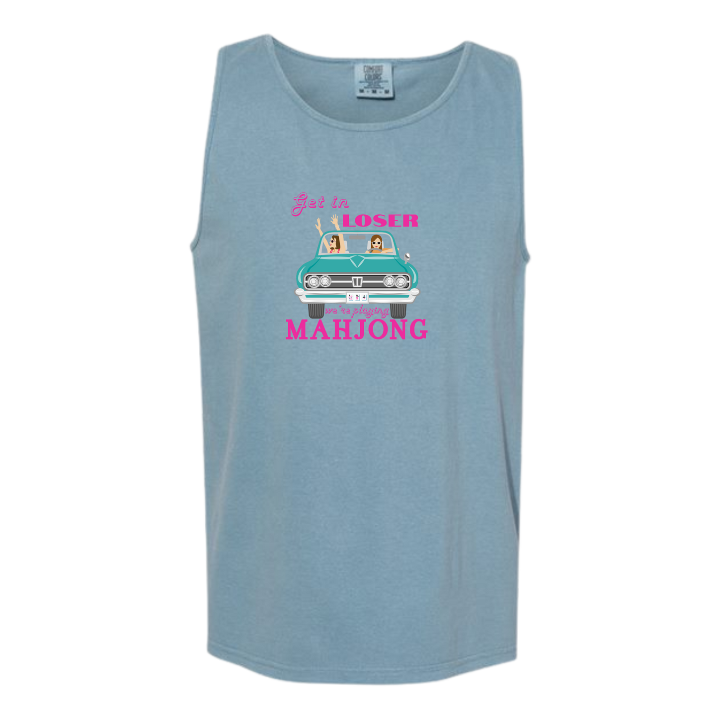 Get in Loser We're Playing Mahjong - Comfort Colors - Unisex Tank - Neutral Colors & Blues