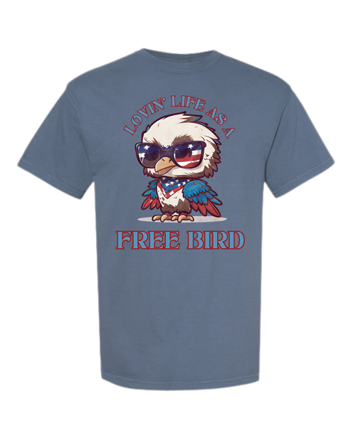 Lovin' Life as a Free Bird - Comfort Colors - Heavyweight Unisex Tee - Blues