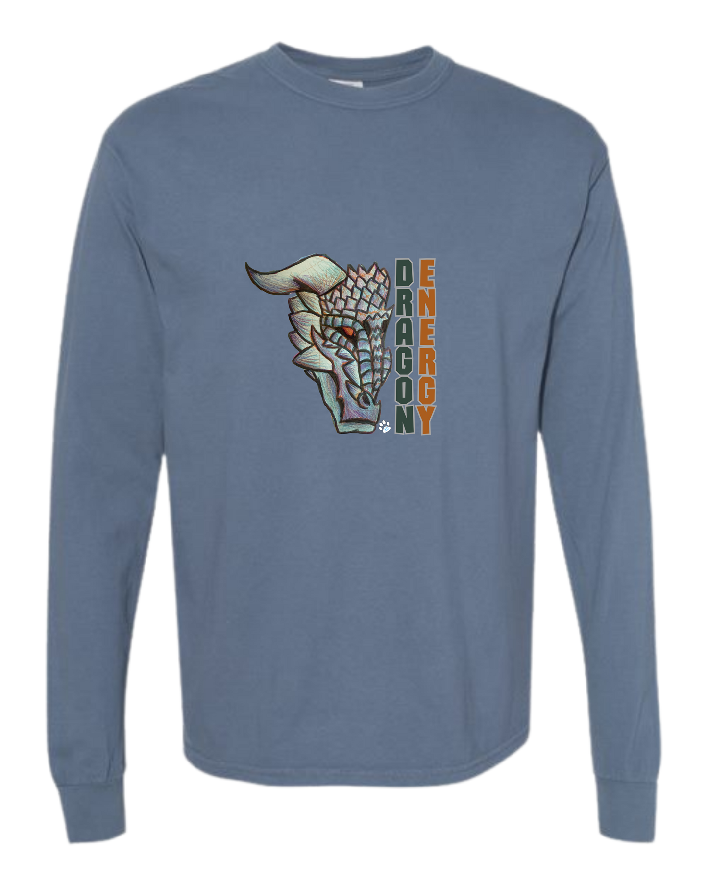 Dragon Energy - Comfort Colors - Heavyweight Long Sleeve Tee - Blues & Greens