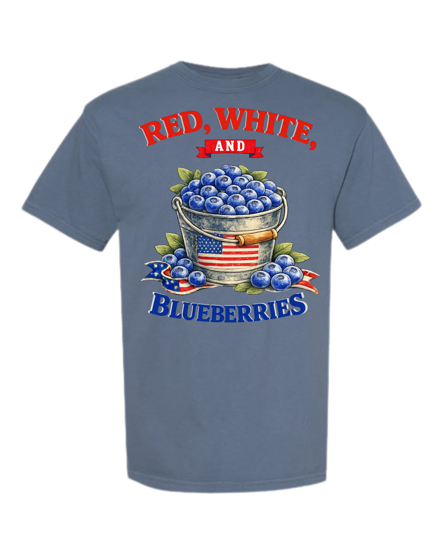 Red, White, And Blueberries - Comfort Colors - Heavyweight Unisex Tee - Blues