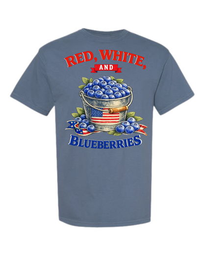 Red, White, And Blueberries - Comfort Colors - Heavyweight Unisex Tee - Blues