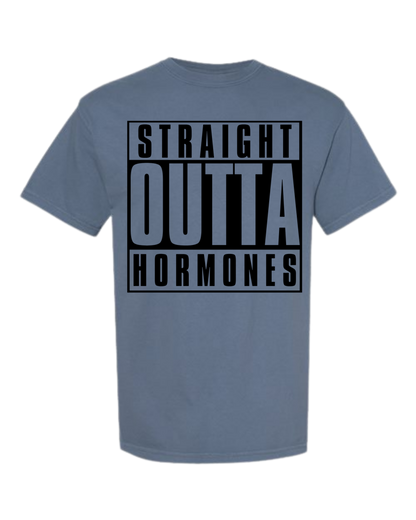 Straight Outta Hormones - Comfort Colors - Heavyweight Unisex Tee - Blues