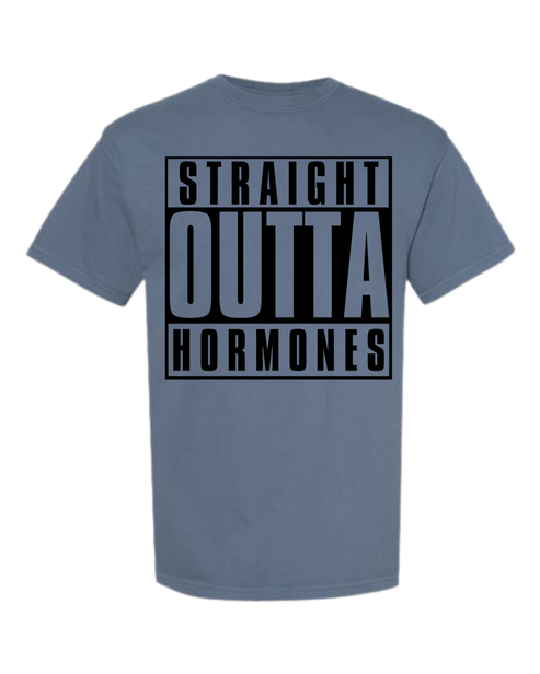 Straight Outta Hormones - Comfort Colors - Heavyweight Unisex Tee - Blues