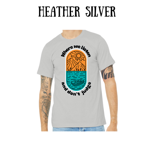 CP - Where We Listen and Don't Judge - Unisex Tee - Pinks, Purples, Neutrals