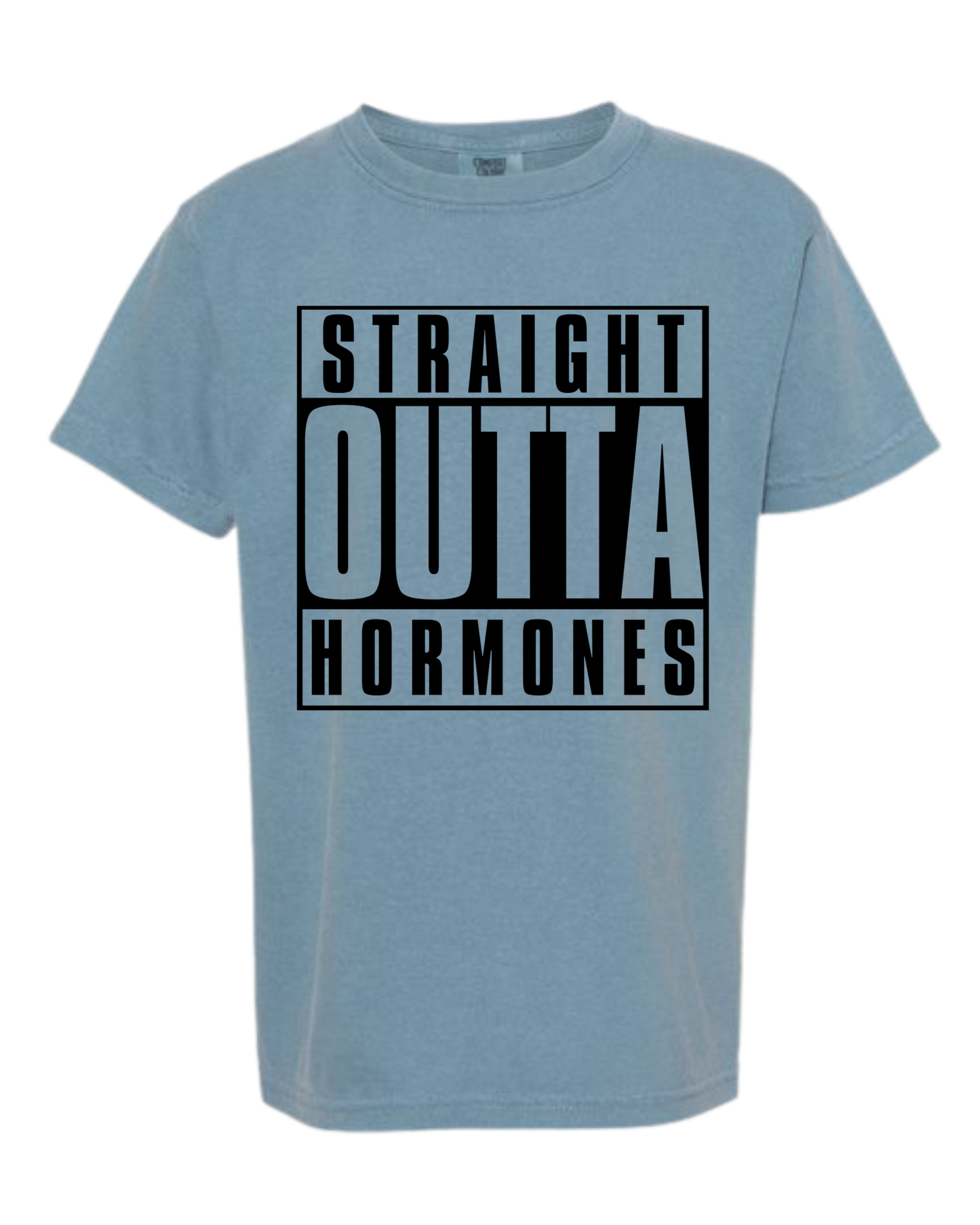 Straight Outta Hormones - Comfort Colors - Heavyweight Youth Tee - Neutral Colors & Blues
