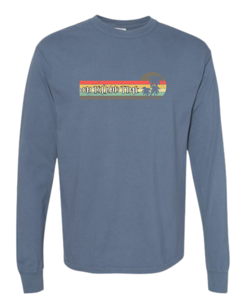 On Island Time - Comfort Colors - Heavyweight Long Sleeve Tee - Blues & Greens