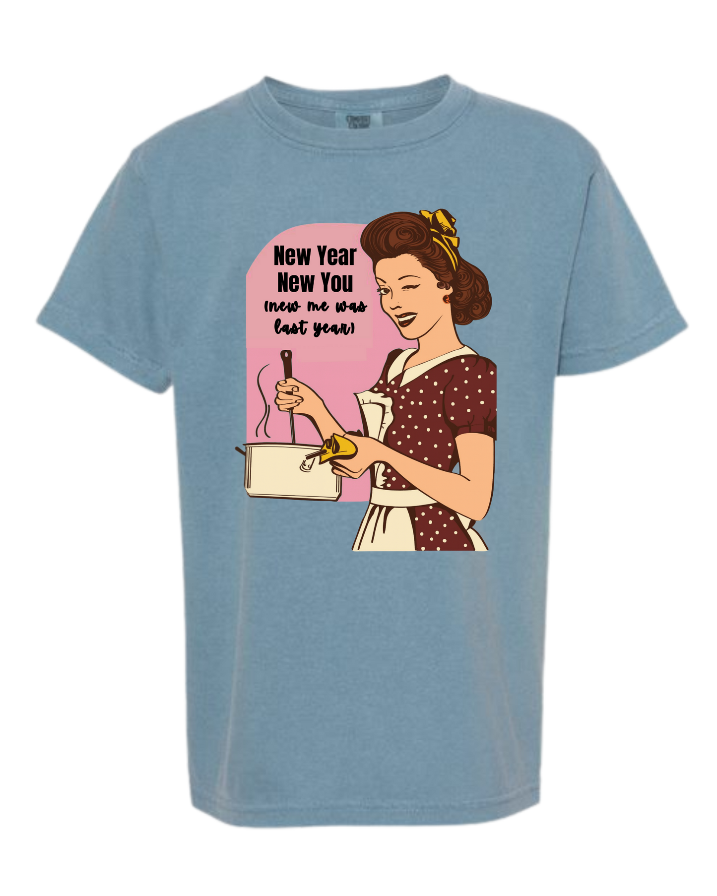 New Year New You - Comfort Colors - Heavyweight Youth Tee - Neutral Colors & Blues