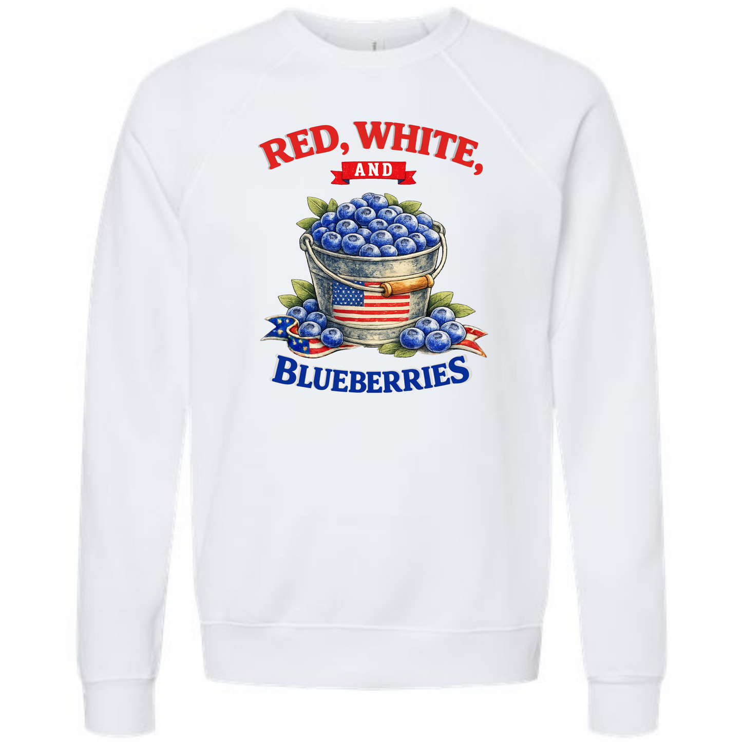 Red, White, And Blueberries - Sponge Fleece Raglan Sweatshirt - Assorted Colors