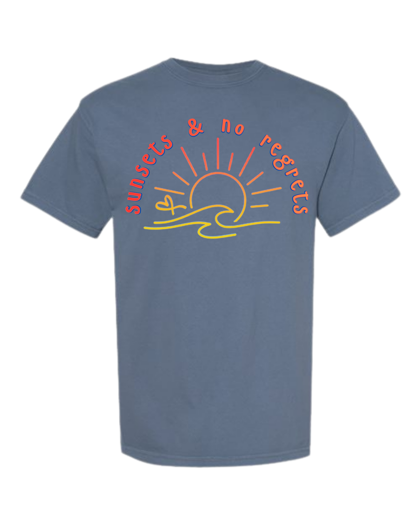 Sunsets & No Regrets - Comfort Colors - Heavyweight Unisex Tee - Blues