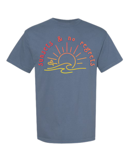 Sunsets & No Regrets - Comfort Colors - Heavyweight Unisex Tee - Blues