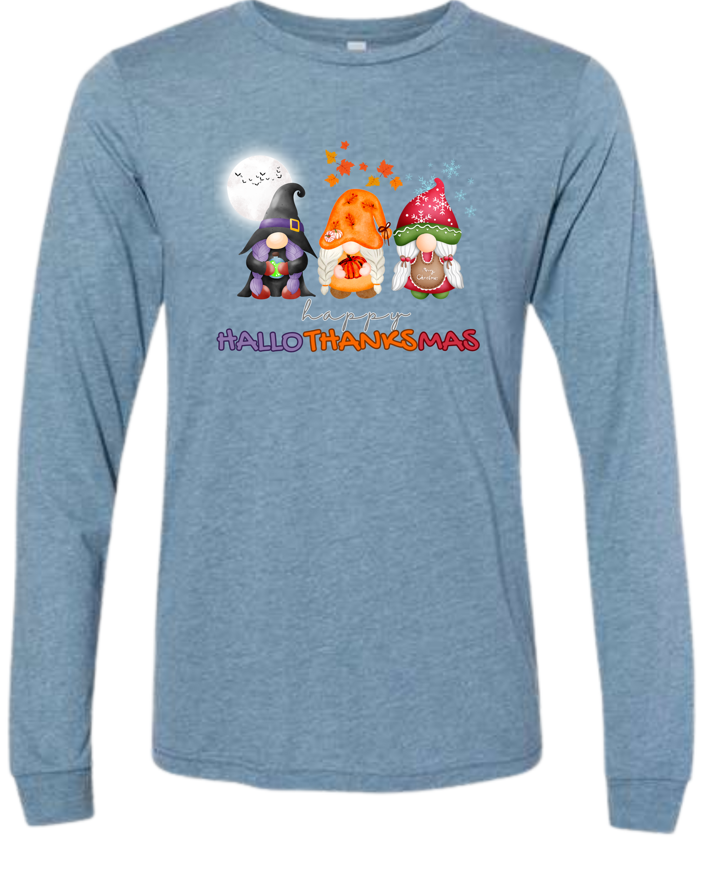 Happy HalloThanksMas Gnomes - Unisex Long Sleeve - Assorted Colors