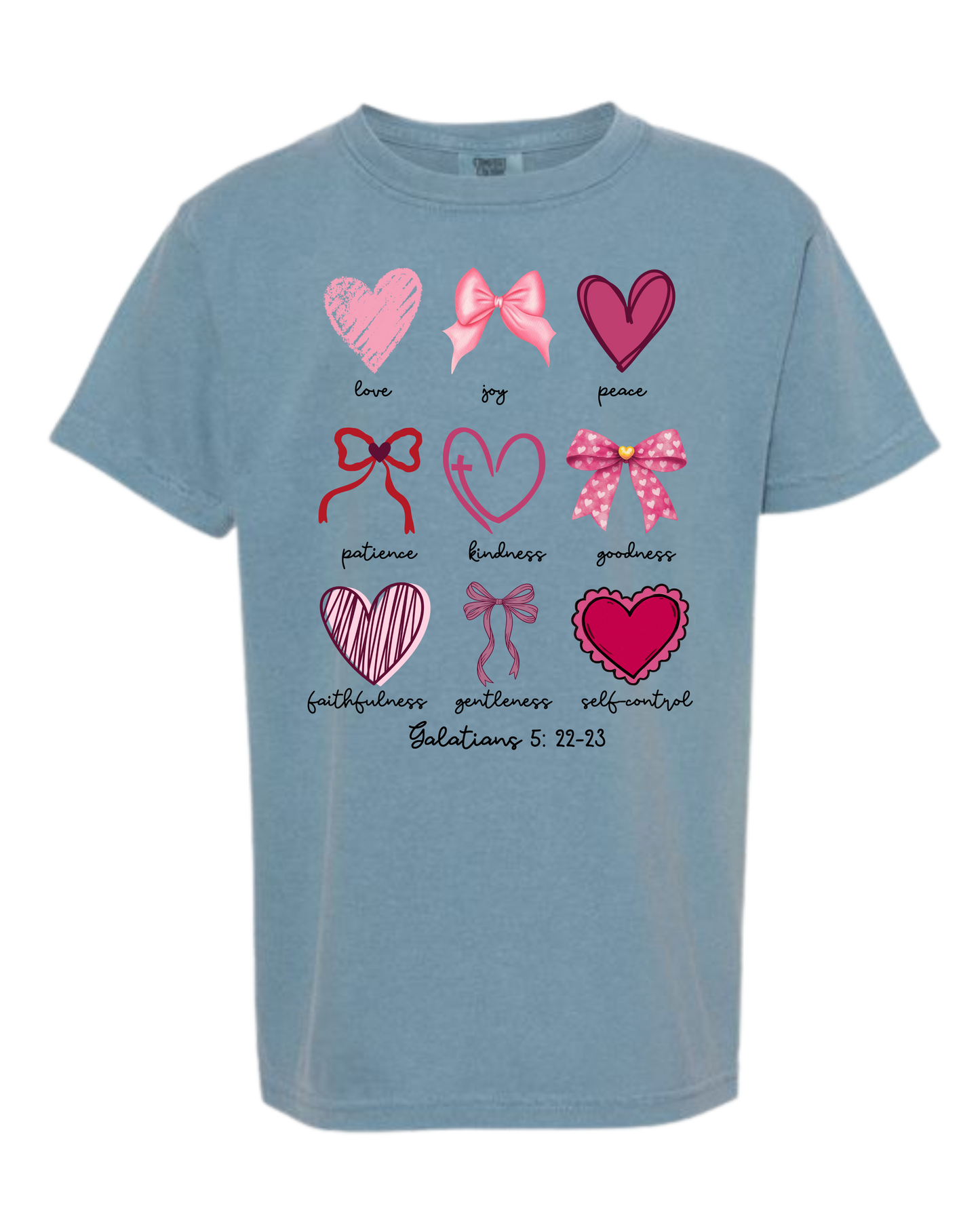 Galatians 5 - Valentines - Comfort Colors - Heavyweight Youth Tee - Neutral Colors & Blues