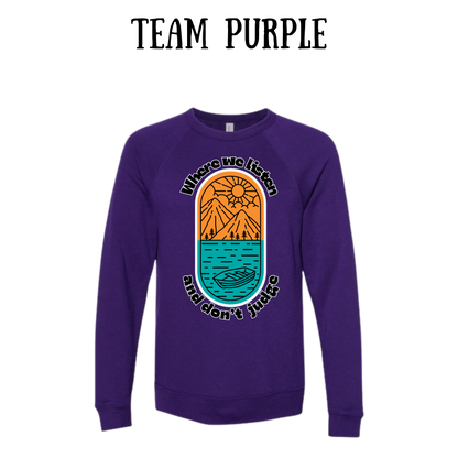 CP - Where We Listen and Don't Judge - Sponge Fleece Raglan Sweatshirt - Blues, Purples