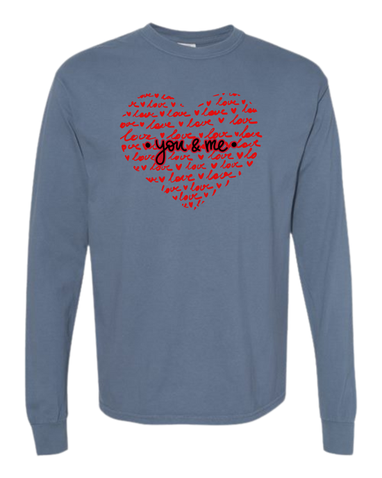 You & Me - Comfort Colors - Heavyweight Long Sleeve Tee - Blues & Greens