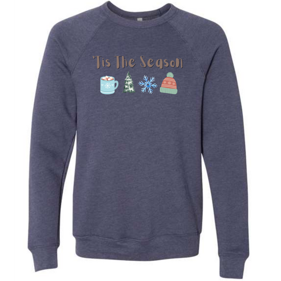 'Tis the Season - Winter - Sponge Fleece Raglan Sweatshirt - Blues, Purples