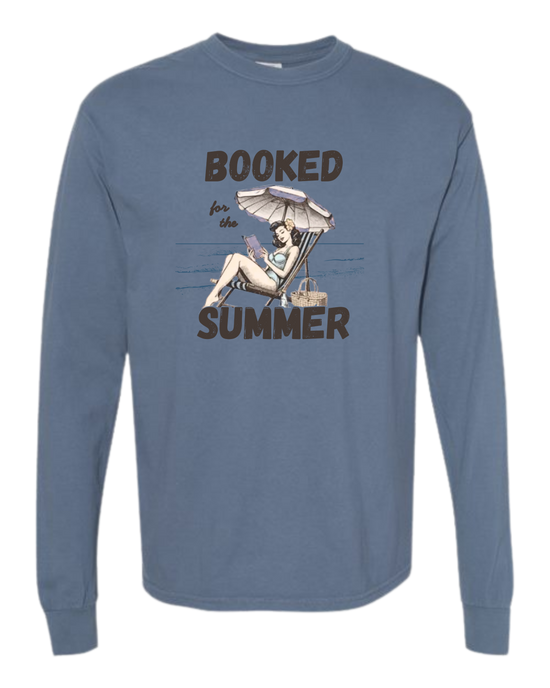 Booked for the Summer - Comfort Colors - Heavyweight Long Sleeve Tee - Blues & Greens
