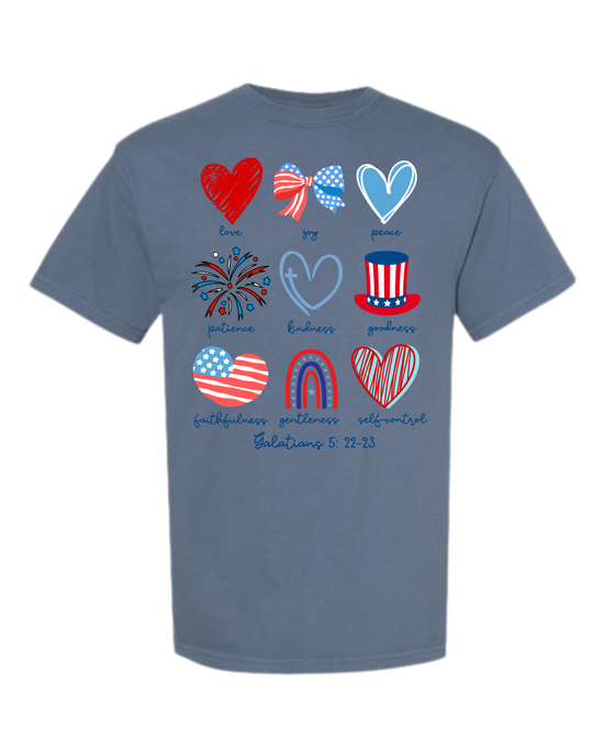 Galatians 5 - Patriotic - Comfort Colors - Heavyweight Unisex Tee - Blues