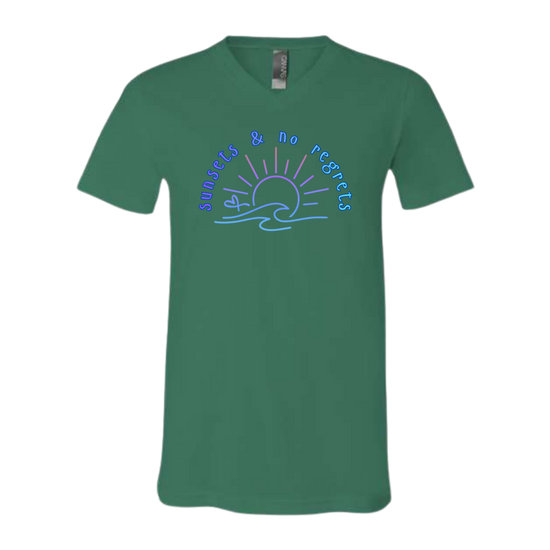 Sunsets & No Regrets - Bella+Canvas - Unisex V-Neck - Assorted Colors
