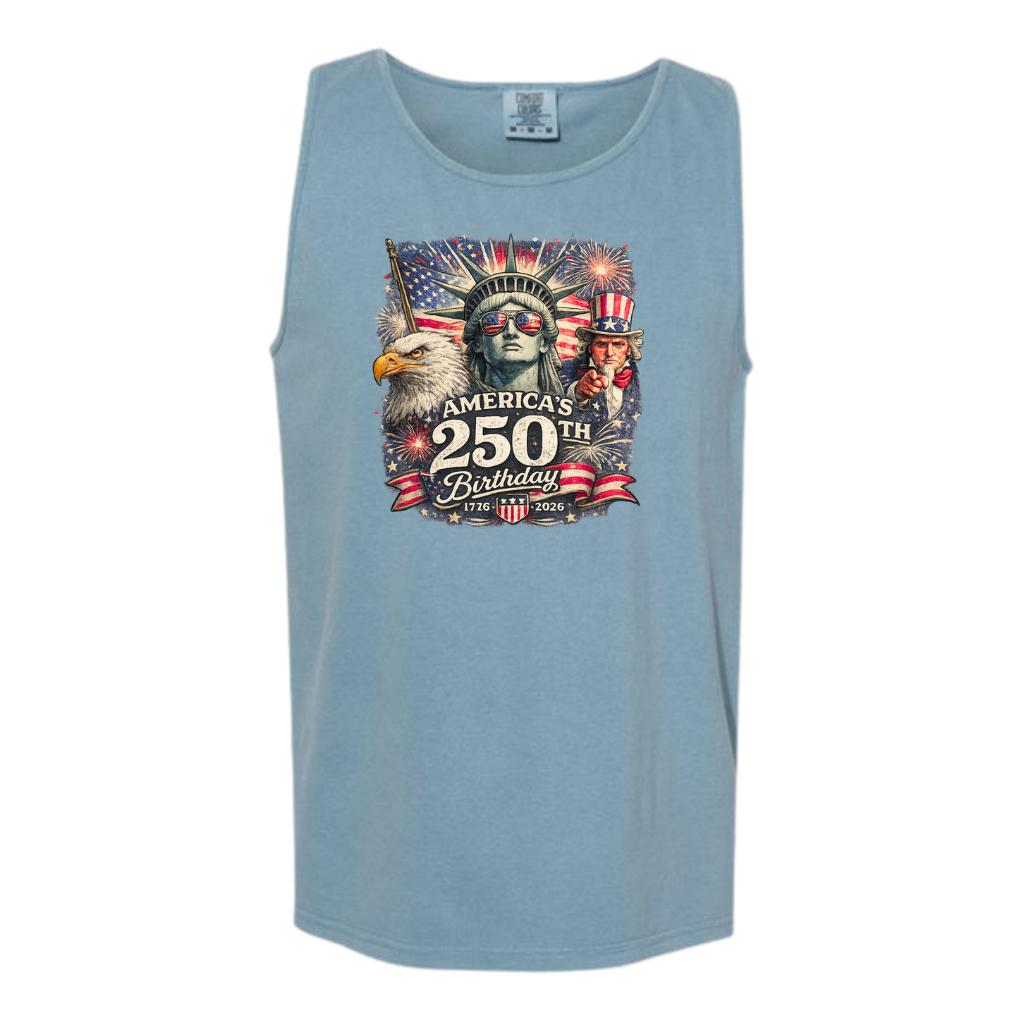 America's 250th Birthday - Comfort Colors - Unisex Tank - Neutral Colors & Blues