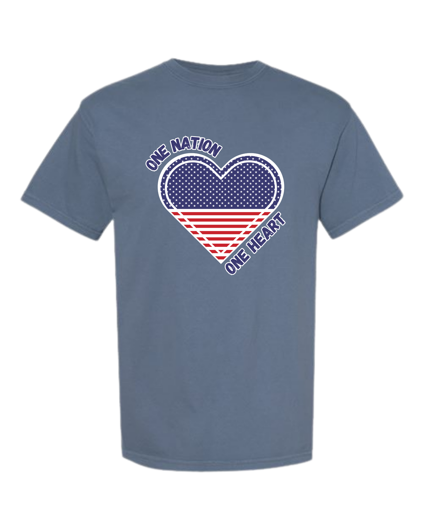 One Nation One Heart - Comfort Colors - Heavyweight Unisex Tee - Blues