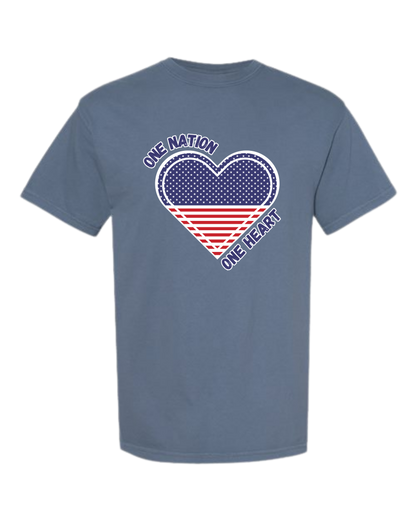 One Nation One Heart - Comfort Colors - Heavyweight Unisex Tee - Blues