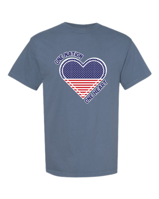 One Nation One Heart - Comfort Colors - Heavyweight Unisex Tee - Blues