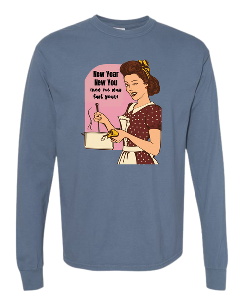 New Year New You - Comfort Colors - Heavyweight Long Sleeve Tee - Blues & Greens