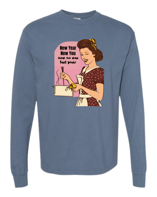 New Year New You - Comfort Colors - Heavyweight Long Sleeve Tee - Blues & Greens