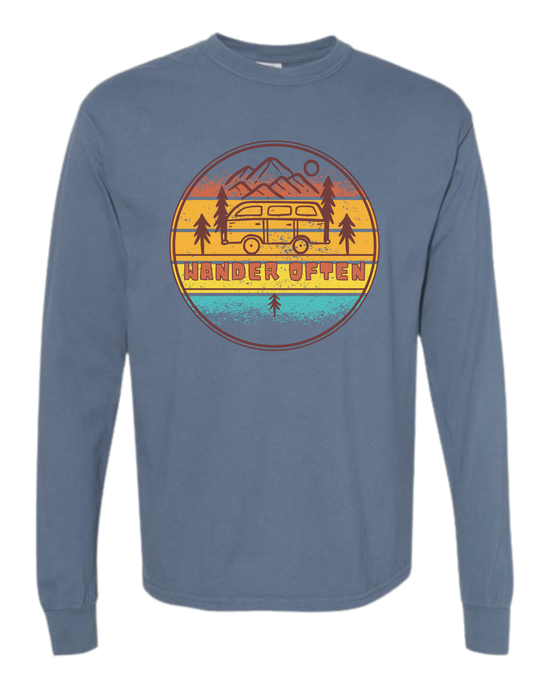 Wander Often - Comfort Colors - Heavyweight Long Sleeve Tee - Blues & Greens