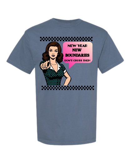 New Year New Boundaries - Comfort Colors - Heavyweight Unisex Tee - Blues