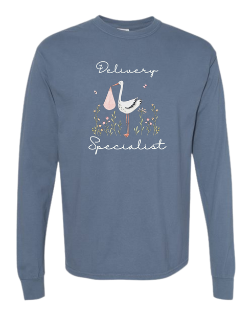 Delivery Specialist - Comfort Colors - Heavyweight Long Sleeve Tee - Blues & Greens
